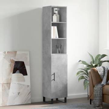 Stylish Highboard Concrete Grey - 34.5x34x180 cm | HipoMarket