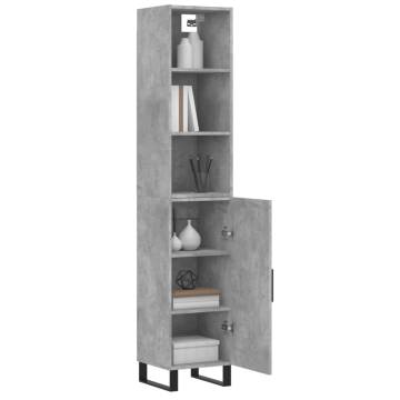 Stylish Highboard Concrete Grey - 34.5x34x180 cm | HipoMarket