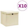 Storage Boxes with Covers 10 pcs 28x28x28 cm Cream Colour cream with lids Quantity in Package 10 Number of 1 