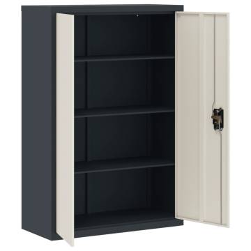 Stylish Anthracite & White Steel File Cabinet - 90x40x140 cm