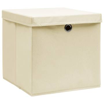 Storage Boxes with Covers - 10 pcs Cream 28x28x28 cm