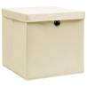 Storage Boxes with Covers - 10 pcs Cream 28x28x28 cm