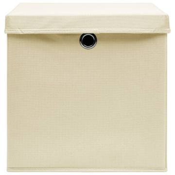 Storage Boxes with Covers - 10 pcs Cream 28x28x28 cm