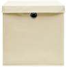 Storage Boxes with Covers - 10 pcs Cream 28x28x28 cm