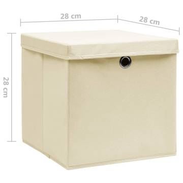 Storage Boxes with Covers - 10 pcs Cream 28x28x28 cm