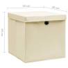 Storage Boxes with Covers - 10 pcs Cream 28x28x28 cm