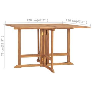 Folding Garden Dining Table 120x120 cm | Solid Teak Wood