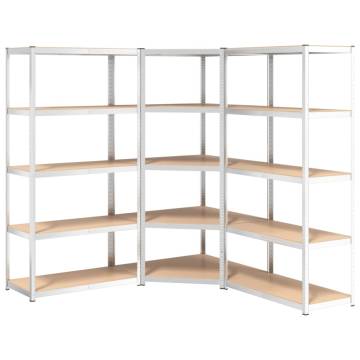 5-Layer Heavy-Duty Storage Shelves - Silver Steel & Engineered Wood