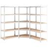 5-Layer Heavy-Duty Storage Shelves - Silver Steel & Engineered Wood