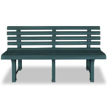 Durable Green Plastic Garden Bench - 145.5 cm