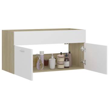 Sink Cabinet White & Sonoma Oak - Stylish Storage Solution