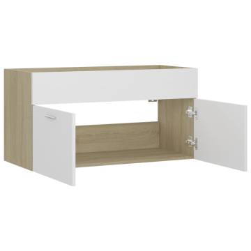 Sink Cabinet White & Sonoma Oak - Stylish Storage Solution