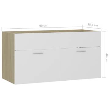 Sink Cabinet White & Sonoma Oak - Stylish Storage Solution