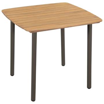 Garden Table 80x80cm - Solid Acacia Wood & Steel | HipoMarket