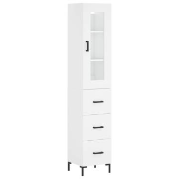 Stylish Highboard White - 34.5x34x180 cm Engineered Wood