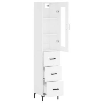 Stylish Highboard White - 34.5x34x180 cm Engineered Wood