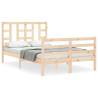 Small Double Bed Frame with Headboard - Solid Pine Wood