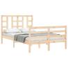 Small Double Bed Frame with Headboard - Solid Pine Wood