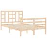 Small Double Bed Frame with Headboard - Solid Pine Wood