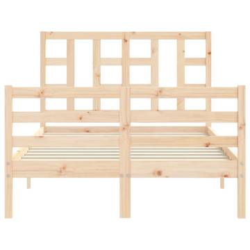 Small Double Bed Frame with Headboard - Solid Pine Wood