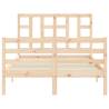 Small Double Bed Frame with Headboard - Solid Pine Wood