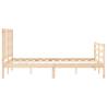 Small Double Bed Frame with Headboard - Solid Pine Wood