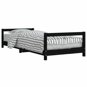 Kids Bed Frame Black 90x190 cm - Solid Wood Pine | HipoMarket