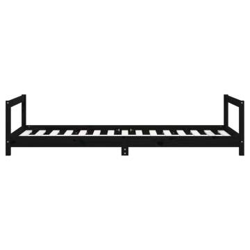 Kids Bed Frame Black 90x190 cm - Solid Wood Pine | HipoMarket