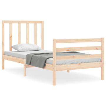 Solid Wood Bed Frame with Headboard 100x200 cm | HipoMarket