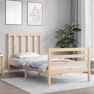 Solid Wood Bed Frame with Headboard 100x200 cm | HipoMarket