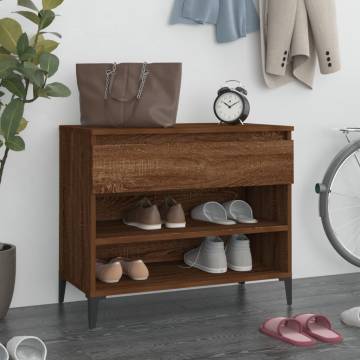 Elegant Brown Oak Shoe Cabinet - Ample Storage & Stylish Design