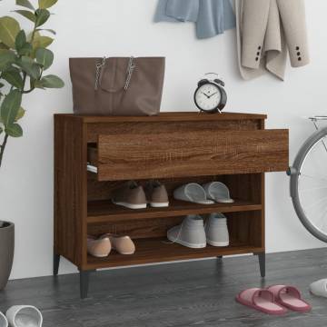 Elegant Brown Oak Shoe Cabinet - Ample Storage & Stylish Design