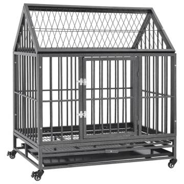 Dog Cage with Wheels and Roof - Steel 92x62x106 cm