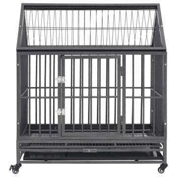 Dog Cage with Wheels and Roof - Steel 92x62x106 cm