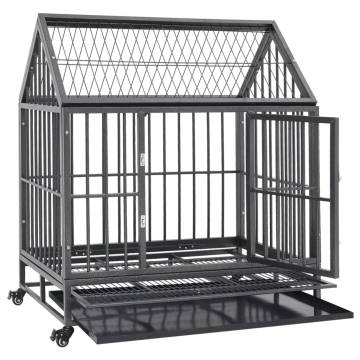 Dog Cage with Wheels and Roof - Steel 92x62x106 cm