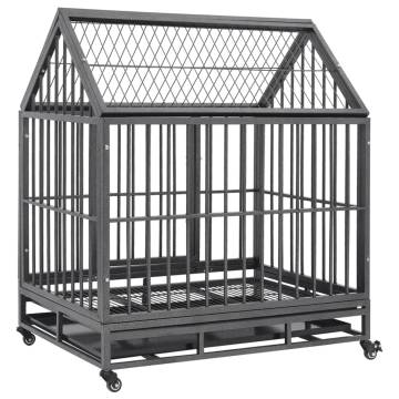 Dog Cage with Wheels and Roof - Steel 92x62x106 cm