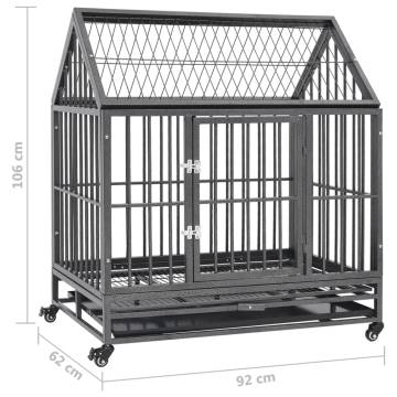 Dog Cage with Wheels and Roof - Steel 92x62x106 cm