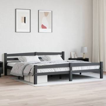 Dark Grey Pinewood Bed Frame 200x200 cm - Modern Design