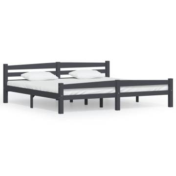 Dark Grey Pinewood Bed Frame 200x200 cm - Modern Design