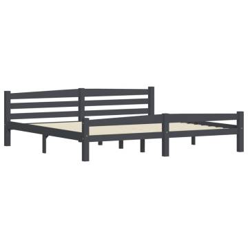 Dark Grey Pinewood Bed Frame 200x200 cm - Modern Design