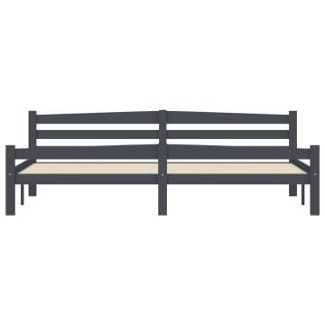 Dark Grey Pinewood Bed Frame 200x200 cm - Modern Design