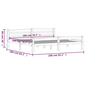 Dark Grey Pinewood Bed Frame 200x200 cm - Modern Design