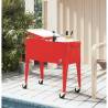 Red Cooler Cart with Wheels - 80 Quart Capacity, Perfect for Events