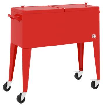 Red Cooler Cart with Wheels - 80 Quart Capacity, Perfect for Events