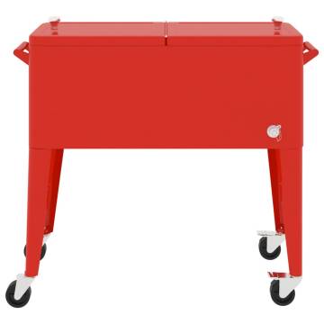 Red Cooler Cart with Wheels - 80 Quart Capacity, Perfect for Events