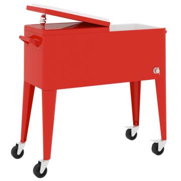 Red Cooler Cart with Wheels - 80 Quart Capacity, Perfect for Events