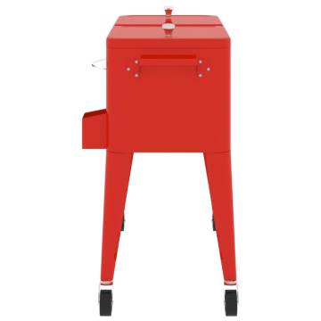 Red Cooler Cart with Wheels - 80 Quart Capacity, Perfect for Events