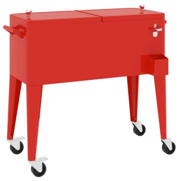 Red Cooler Cart with Wheels - 80 Quart Capacity, Perfect for Events