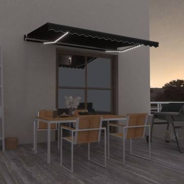 Manual Retractable Awning with LED - 450x350 cm Anthracite