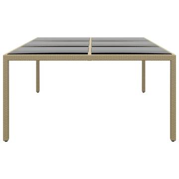 Stylish Garden Table 200x150 cm with Tempered Glass & Rattan